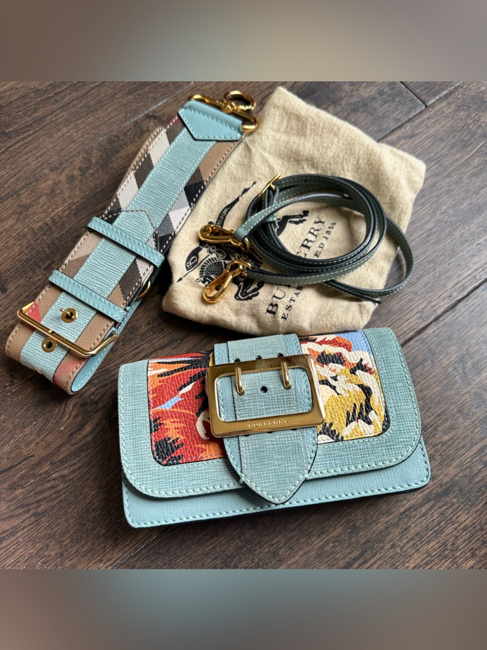 Burberry Blue Bridle Small Madison Buckle Bag